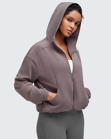 G4Free Smoofit Women's Two Way Full Zip Jackets Modal Soft Casual Hoodie with Pockets in Saudi Arabia