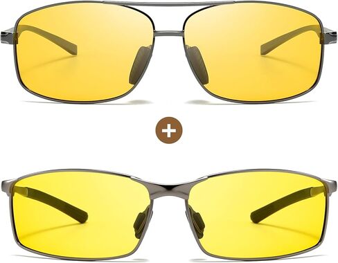 SUNGAIT Night Driving Glasses Rectangular bundle with Lightweight Metal Frame Style in Saudi Arabia