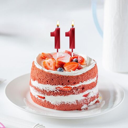 11th & 1st Birthday Candles, Red Number 11 1 Glitter Candle for Cake, Happy Birthday Cake Topper Decoration for Him Her Birthday Anniversary Wedding Celebration Party Supplies(Red,11) in Saudi Arabia