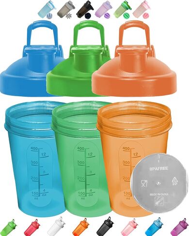 An Ergonomic Small Black Wide Mouth Shaker Cup,Made of Premium PP5 (BPA FREE),Modelized Scale Marks 4-8-12 Oz,Black Leakproof Screwable Cover Lid (Style May Vary) & Whisk,Free Replacement in 10 Months in Saudi Arabia