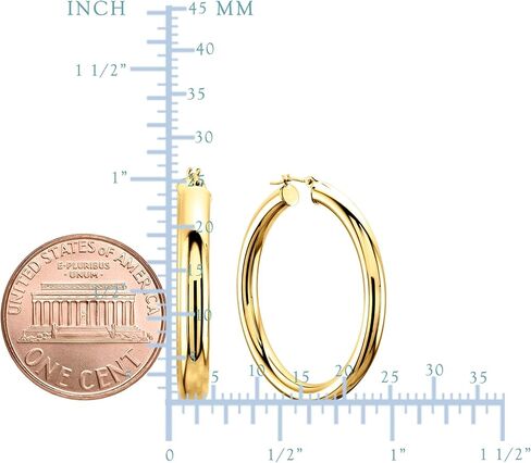 14K Yellow Gold 3MM Shiny Round Tube Hoop Earrings in Saudi Arabia