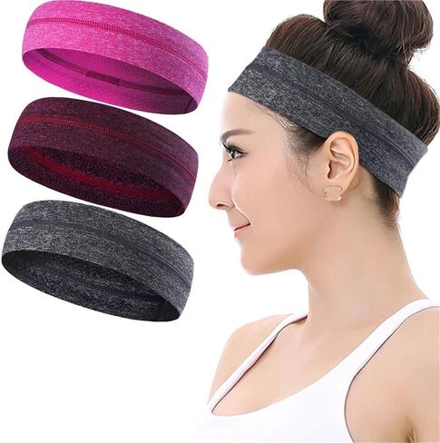 3pcs Sports Sweat Headband Elastic Yoga Men Non-Slip Sweat Absorbing Headband Women Yoga Fitness Running Hair Accessories(Color3) in Saudi Arabia
