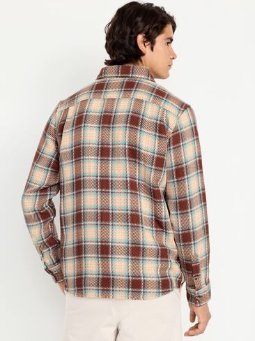 Old Navy Loose Fit Textured Plaid Pocket Shirt - Root Beer in Saudi Arabia