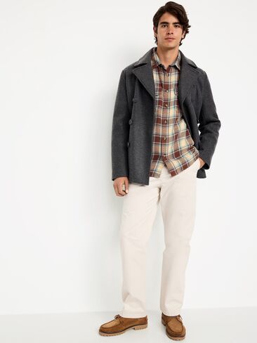 Old Navy Loose Fit Textured Plaid Pocket Shirt - Root Beer in Saudi Arabia