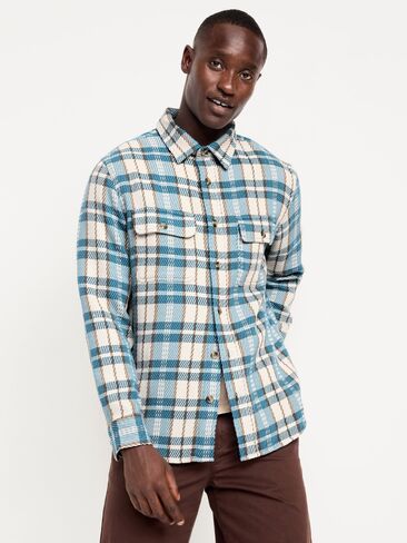 Old Navy Loose Fit Textured Plaid Pocket Shirt - Blue Sardines in Saudi Arabia