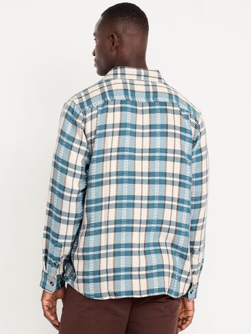 Old Navy Loose Fit Textured Plaid Pocket Shirt - Blue Sardines in Saudi Arabia