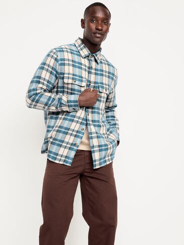 Old Navy Loose Fit Textured Plaid Pocket Shirt - Blue Sardines in Saudi Arabia