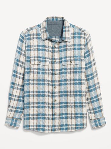 Old Navy Loose Fit Textured Plaid Pocket Shirt - Blue Sardines in Saudi Arabia