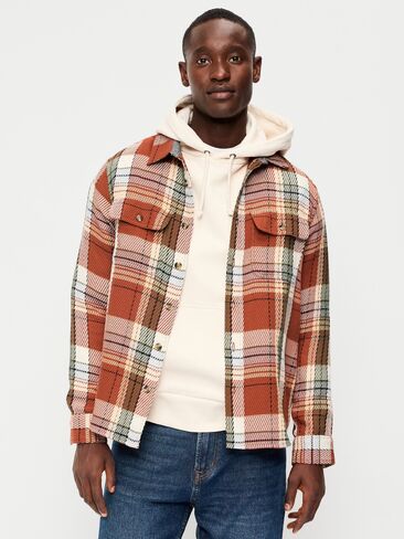 Old Navy Loose Fit Textured Plaid Pocket Shirt - RUSSET MOON in Saudi Arabia