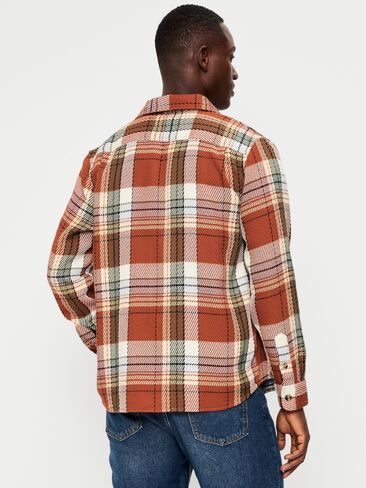 Old Navy Loose Fit Textured Plaid Pocket Shirt - RUSSET MOON in Saudi Arabia