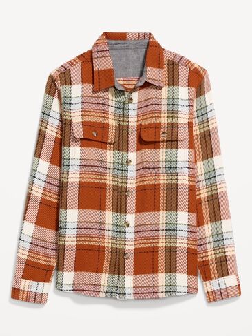 Old Navy Loose Fit Textured Plaid Pocket Shirt - RUSSET MOON in Saudi Arabia