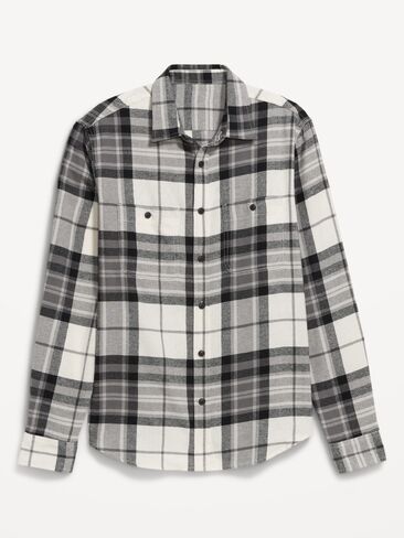 Old Navy Plaid Flannel Pocket Shirt - Cream Plaid in Saudi Arabia