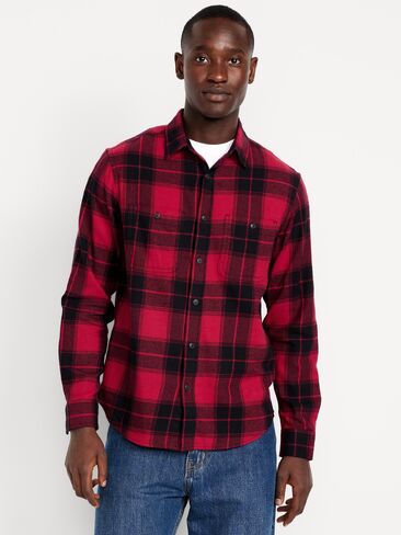 Old Navy Plaid Flannel Pocket Shirt - Red Plaid in Saudi Arabia