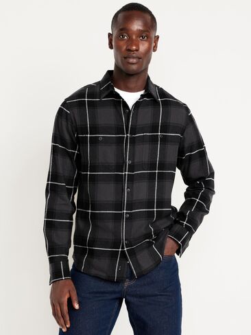 Old Navy Plaid Flannel Pocket Shirt - Black Plaid in Saudi Arabia