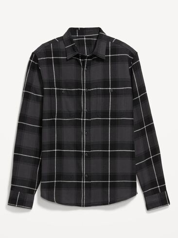 Old Navy Plaid Flannel Pocket Shirt - Black Plaid in Saudi Arabia