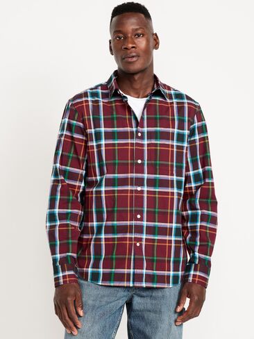 Old Navy Classic Fit Everyday Plaid Poplin Shirt - Red Plaid in Saudi Arabia