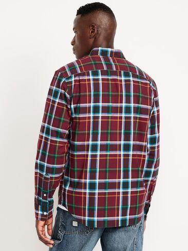 Old Navy Classic Fit Everyday Plaid Poplin Shirt - Red Plaid in Saudi Arabia