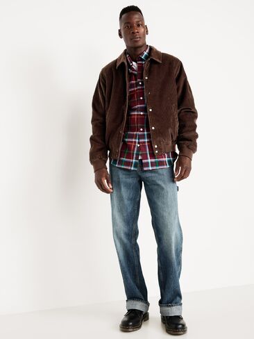 Old Navy Classic Fit Everyday Plaid Poplin Shirt - Red Plaid in Saudi Arabia