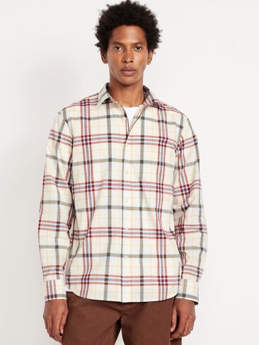 Old Navy Classic Fit Everyday Plaid Poplin Shirt - Red/White Plaid in Saudi Arabia
