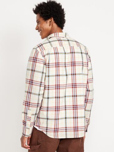 Old Navy Classic Fit Everyday Plaid Poplin Shirt - Red/White Plaid in Saudi Arabia
