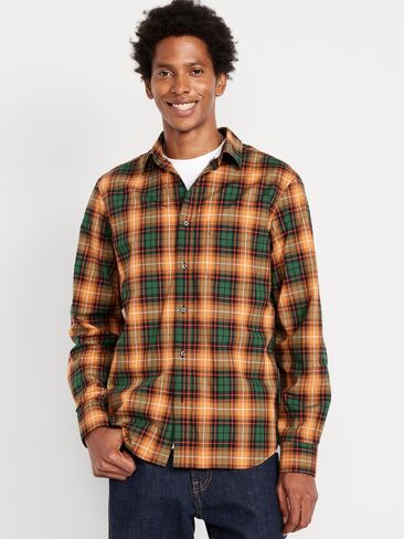 Old Navy Classic Fit Everyday Plaid Poplin Shirt - Yellow/Green Plaid in Saudi Arabia