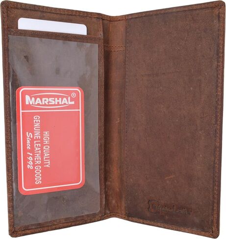 MARSHAL RFID Blocking Hand Crafted Hunter Genuine Leather Checkbook Cover Simple in Saudi Arabia