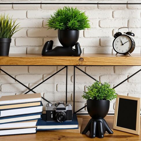 Uguisu Black 2 pcs Fake Plants, Small Artificial Plants, Faux Plants Indoor for Home Decor, Office, Bathroom, Bookshelf, Room, Desk Accessories-Black in Saudi Arabia