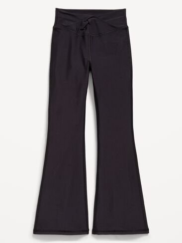 Old Navy High-Waisted PowerSoft Twist-Front Flare Leggings for Girls - Light Black Heather in Saudi Arabia