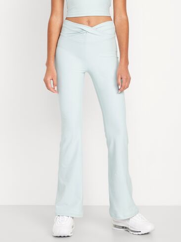 Old Navy High-Waisted PowerSoft Twist-Front Flare Leggings for Girls - SEAFOAM in Saudi Arabia