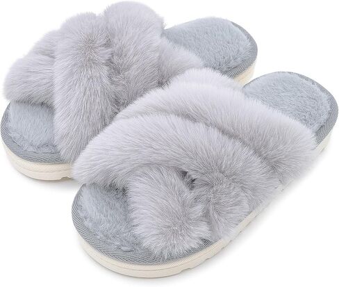 شباشب نسائية غامضة مفتوحة من الأمام أحذية منزلية قطيفة ناعمة للاستخدام الداخلي صنادل مريحة مع فرو صناعي شرائح منزلية مريحة ودافئة in Kuwait
