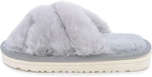 Women's Fuzzy Slippers Open Toe Plush House Shoes Soft Indoor Cozy Slide Sandals with Faux Fur Comfortable Warm Home Slides in Saudi Arabia