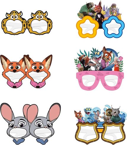 مجموعة حفلات Zootopia2 مكونة من 12 قطعة من KKOND، نظارات زخرفية للحفلات، نظارات زخرفية للحفلات التنكرية، مناسبة لحفلات أعياد ميلاد Zootopia، هدايا حفلات أعياد ميلاد الأطفال in Kuwait