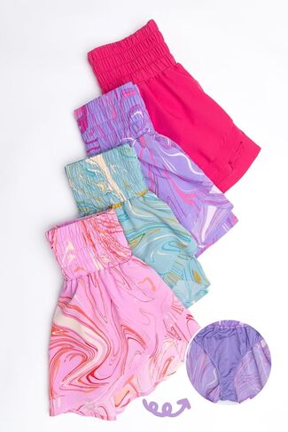 MOVINT Women's Overlap Activewear Shorts with Pantie Lining - Elastic Waistband in Print & Solid Colors in Saudi Arabia