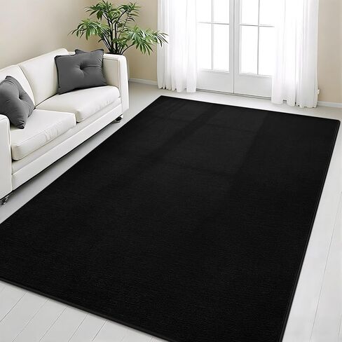 Vasofe 2x4 Black Hallway Runner Rug, Non Slip Bedroom Runner Rug,Indoor Thickened Memory Foam Bedside Rugs for Nursery Dorm Kids Boys Room, Washable Low Pile Shag Fluffy Carpets for Entrance Hall in Saudi Arabia
