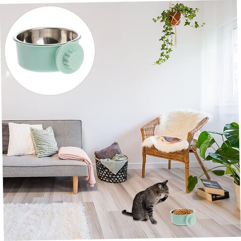 POPETPOP Dog Crate Water Bowl No Spill : Removable Stainless Steel Dog Bowl Hanging Pet Food Dish for Puppy Cat Rabbit, Easy to Clean(Grey, 5.31 X 5.31 X 2.36 Inches) in Kuwait