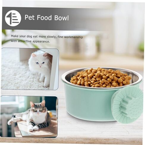 POPETPOP Dog Crate Water Bowl No Spill : Removable Stainless Steel Dog Bowl Hanging Pet Food Dish for Puppy Cat Rabbit, Easy to Clean(Grey, 5.31 X 5.31 X 2.36 Inches) in Kuwait