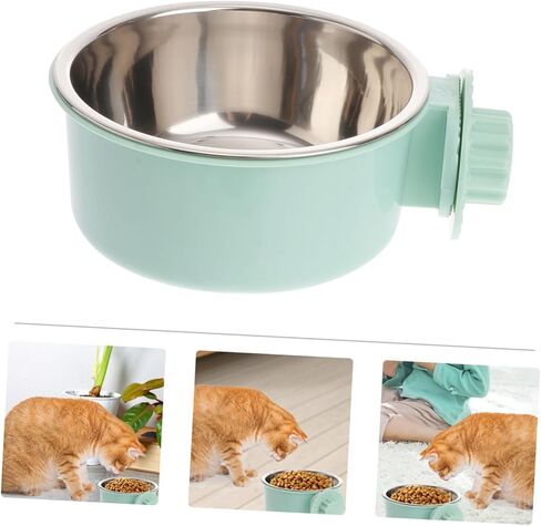 POPETPOP Dog Crate Water Bowl No Spill : Removable Stainless Steel Dog Bowl Hanging Pet Food Dish for Puppy Cat Rabbit, Easy to Clean(Grey, 5.31 X 5.31 X 2.36 Inches) in Kuwait