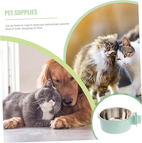 POPETPOP Dog Crate Water Bowl No Spill : Removable Stainless Steel Dog Bowl Hanging Pet Food Dish for Puppy Cat Rabbit, Easy to Clean(Grey, 5.31 X 5.31 X 2.36 Inches) in Kuwait