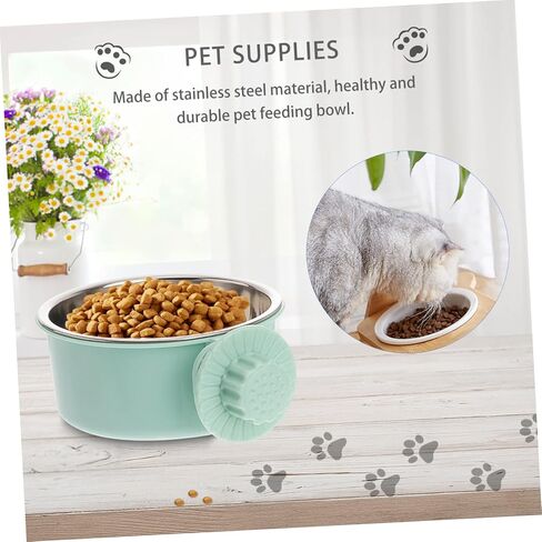 POPETPOP Dog Crate Water Bowl No Spill : Removable Stainless Steel Dog Bowl Hanging Pet Food Dish for Puppy Cat Rabbit, Easy to Clean(Grey, 5.31 X 5.31 X 2.36 Inches) in Kuwait