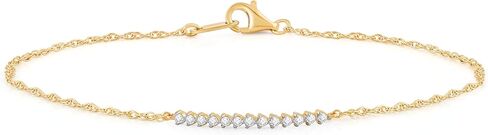 Jewelili Yellow Gold over Sterling Silver Lab Grown Diamond Chain Bracelet for Women | 1/10 CTTW | 7.25" | Timeless Jewelry Gift for Her | Gift Box Included in Saudi Arabia