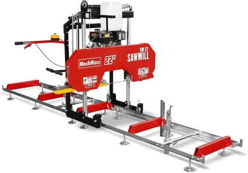 32" inch Portable Sawmill (5x Blades Included), 420cc 15HP E-Start Gasoline Engine, 29" Board Width, 20' Track Length (6.6' Track Extension Included), Model SM-32 in Kuwait