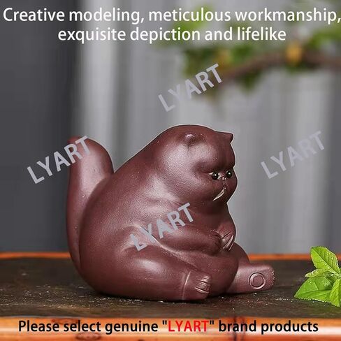 LYART Zisha Tea Pet Cat Bat Kung Fu زخرفة الشاي، لطيف غاضب غير سعيد القط الضفدع مجموعة الملحقات، الديكور لغرفة الشاي مكتب الجدول، هدية عظيمة لصديق محبي الشاي (1.Cat) in Kuwait
