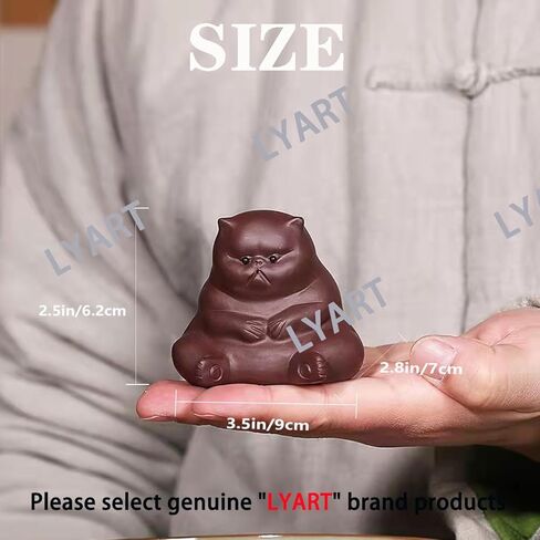 LYART Zisha Tea Pet Cat Bat Kung Fu زخرفة الشاي، لطيف غاضب غير سعيد القط الضفدع مجموعة الملحقات، الديكور لغرفة الشاي مكتب الجدول، هدية عظيمة لصديق محبي الشاي (1.Cat) in Kuwait