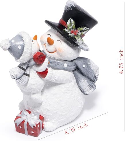 Hodao Christmas Snowman Figurine with Red Scarf Joyful Holding Small Snowman Decorations, Cozy Festival Home Decor for Fireplace, Tabletop, and Living Room (Grey) in Saudi Arabia