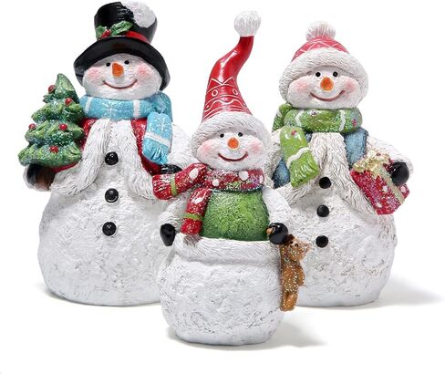 Hodao Christmas Snowman Figurine with Red Scarf Joyful Holding Small Snowman Decorations, Cozy Festival Home Decor for Fireplace, Tabletop, and Living Room (Grey) in Saudi Arabia