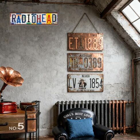 خمر الجدار الديكور Radiohead موسيقى الروك البلد الفرقة شارع تسجيل بار معدن القصدير تسجيل ملصق in Saudi Arabia