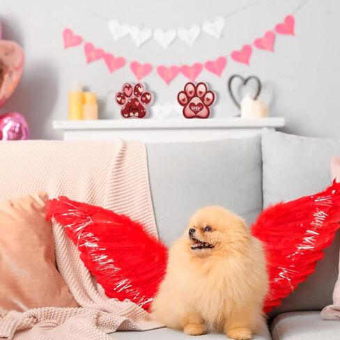 Memorywuu 2 Pcs Valentines Day Table Decorations for Pet Lovers Dog Paw Print Wooden Sign Valentines Love Heart Table Centerpieces for Anniversary Wedding Holiday Gifts Home Shelf Decor in Saudi Arabia