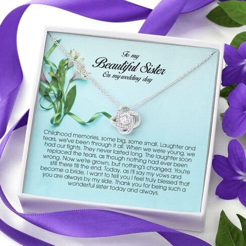 To My Beautiful Sister on my Wedding Day, Love Knot Necklace, Sister Wedding Gift from Bride, Sister of the Bride Necklace, Sister Wedding Gift, Thank you Gift to Sister Maid of Honor, Matron of Honor in Saudi Arabia