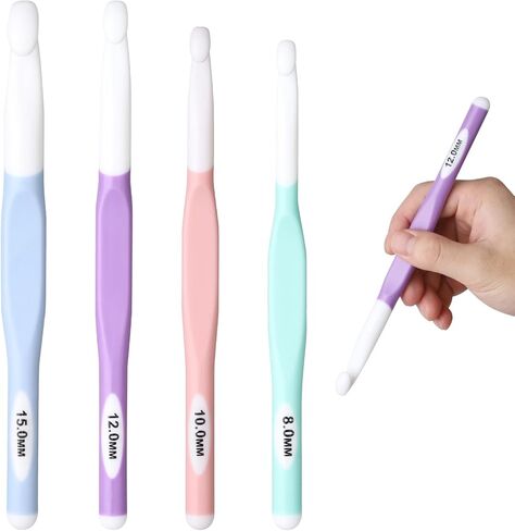 8 Sizes Big Crochet Hooks Ergonomic Set, Large Crochet Hooks for Chunky Yarn, 6mm - 20mm Large Crochet Hook, Plastic Knitting Tools for Blankets, Shawl, Carpet, Comfortable Grip Ergonomic in Kuwait