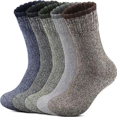 5pcs Men's Thermal Winter Socks - Cozy & Warm for Hiking, Fishing Breathable Polyester Blend Machine Washable in Saudi Arabia